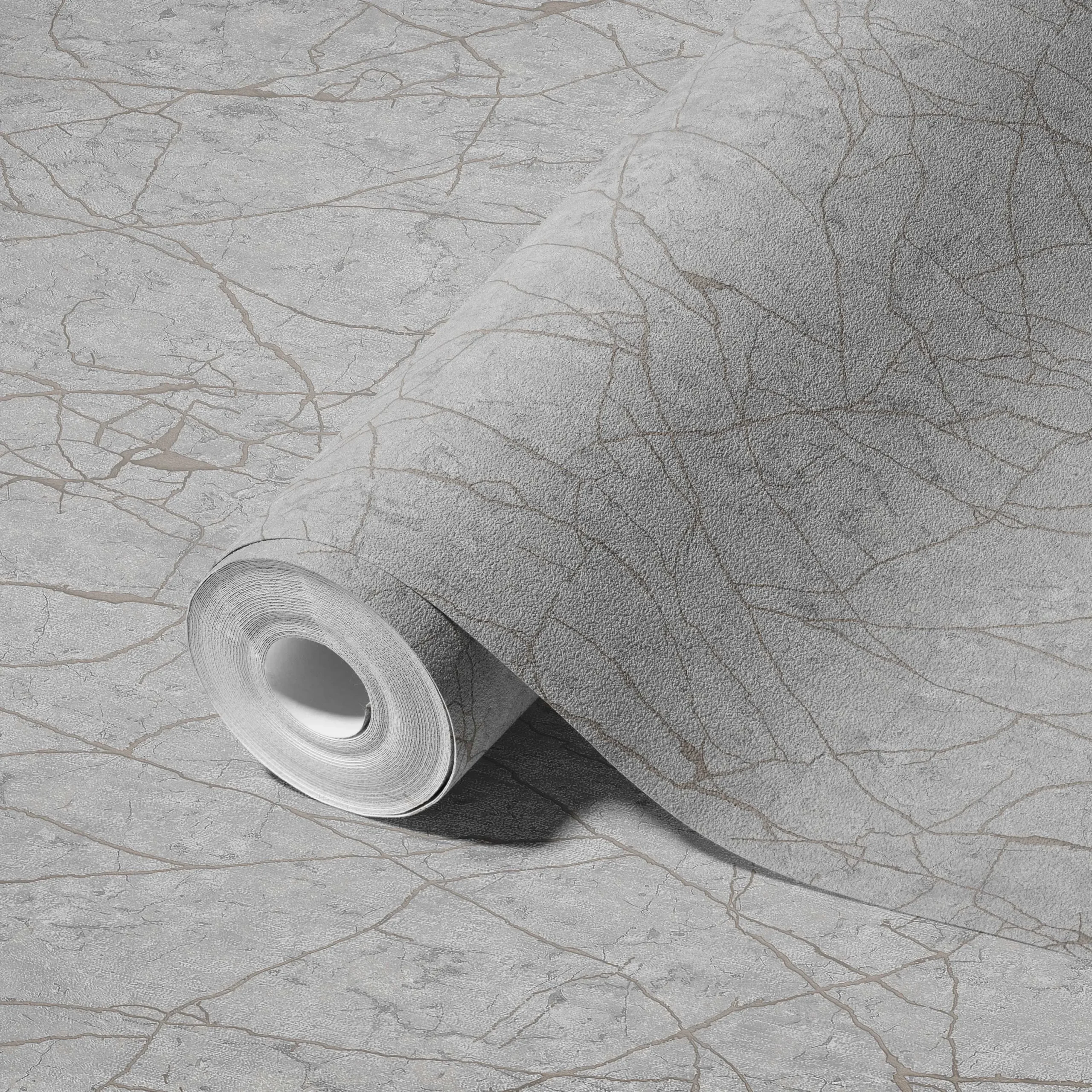 Gray Embossed Wallpaper – Marble Veining (23107-4)